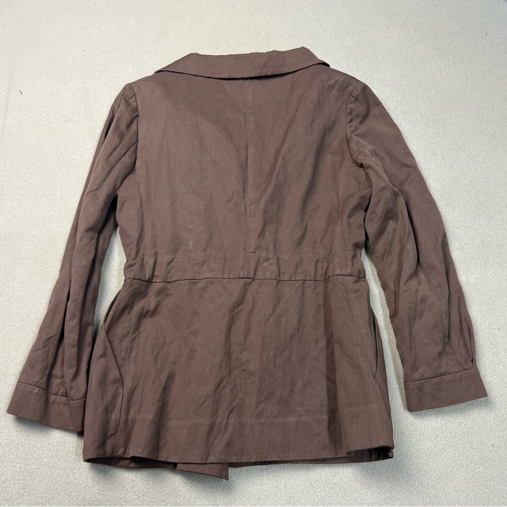 Marni jacket Womens 40 Size 4 Brown Tie Front Blazer Cotton Metallic Italy - Picture 9 of 10